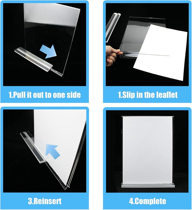 Lechay 8.5 x 11 inches Clear Table Menu Display Stand Desktop Display Stand Paper Holder Table Top Sign Holder Suitable for Restaurants, Office, Home, Store (10 pcs 8.5x11 inch) - Image 3